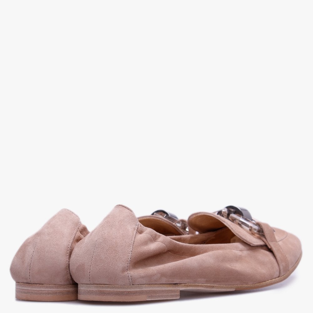 Nina Beige Suede Perspex Trim Loafers