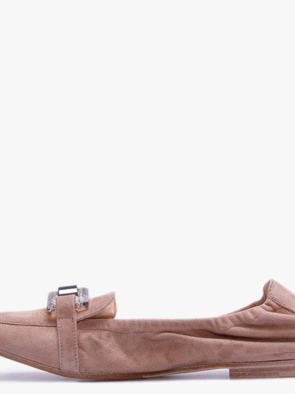 Nina Beige Suede Perspex Trim Loafers