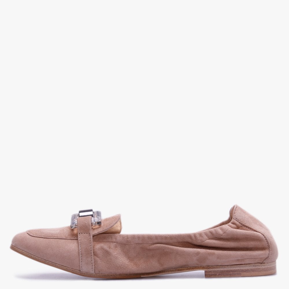 Nina Beige Suede Perspex Trim Loafers