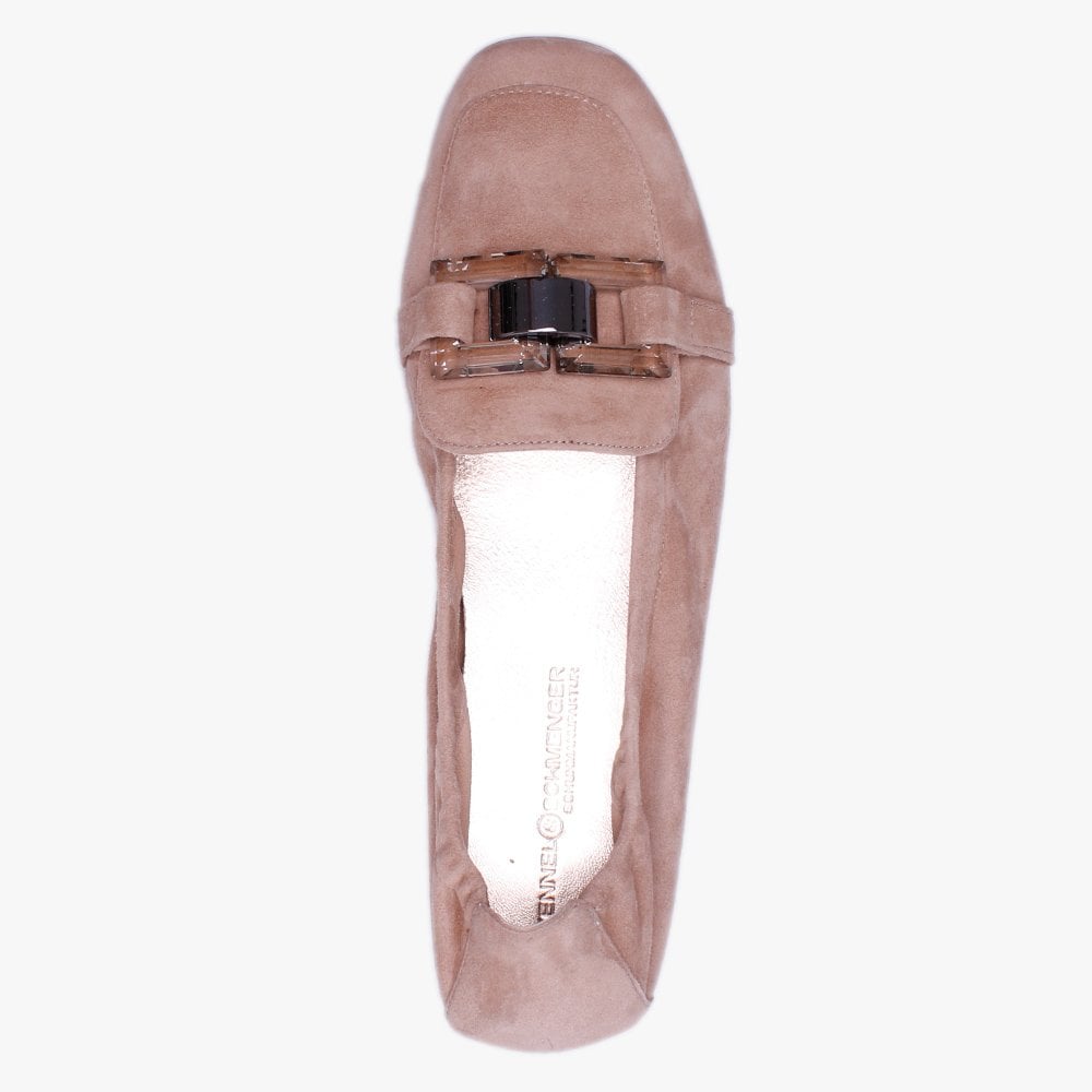 Nina Beige Suede Perspex Trim Loafers
