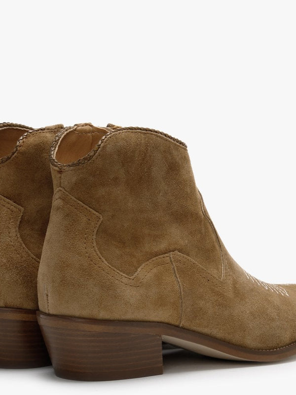 Highbury Tan Suede Western Ankle Boots