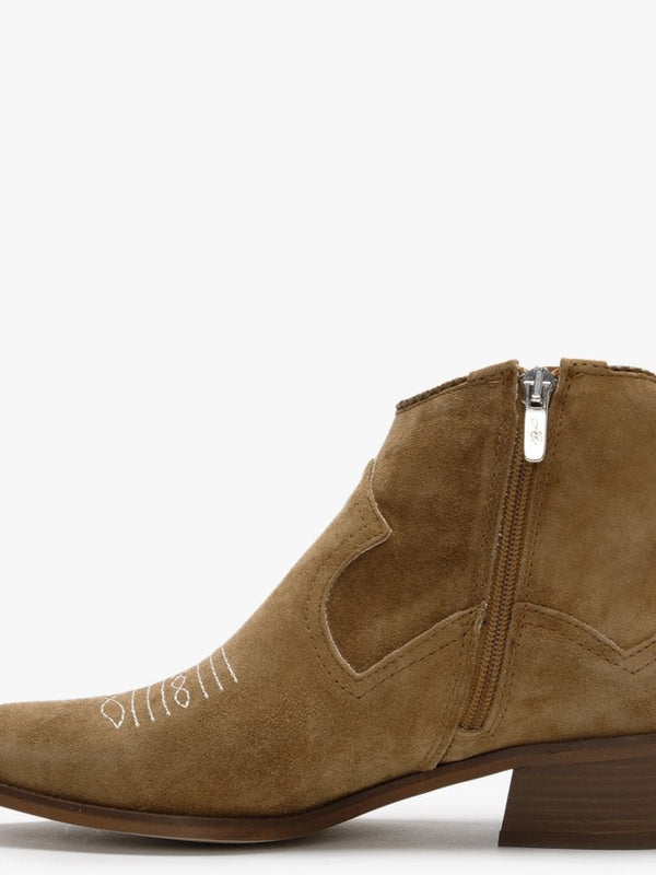 Highbury Tan Suede Western Ankle Boots