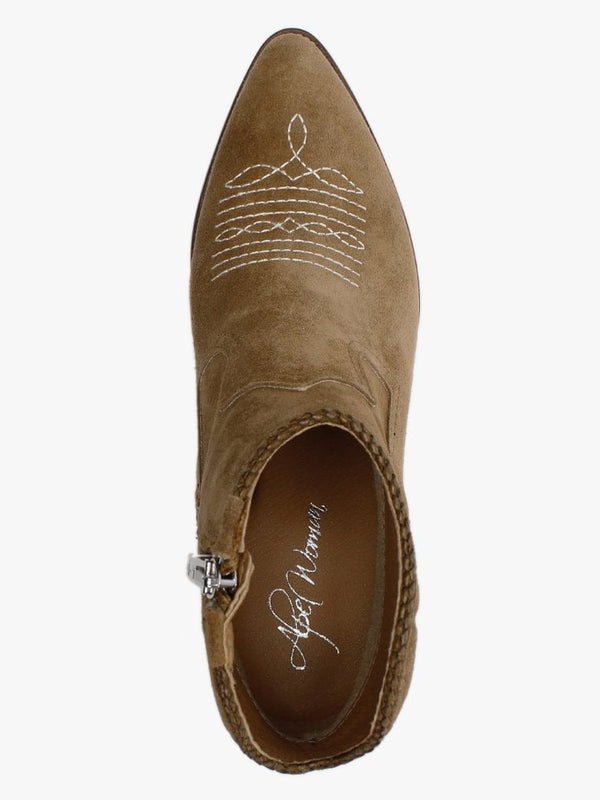 Highbury Tan Suede Western Ankle Boots