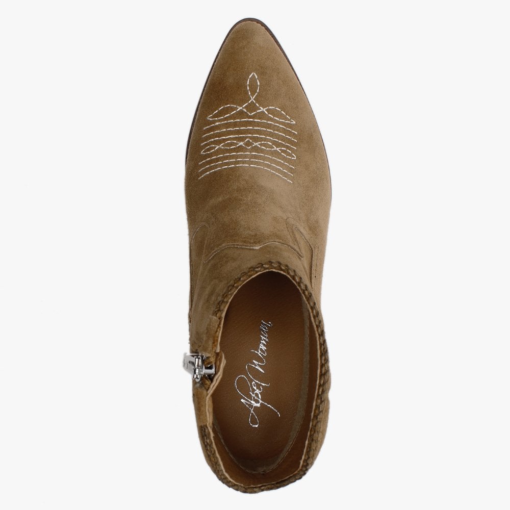 Highbury Tan Suede Western Ankle Boots