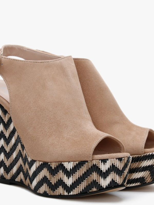 Marees Brown Suede Woven Wedge Sandals