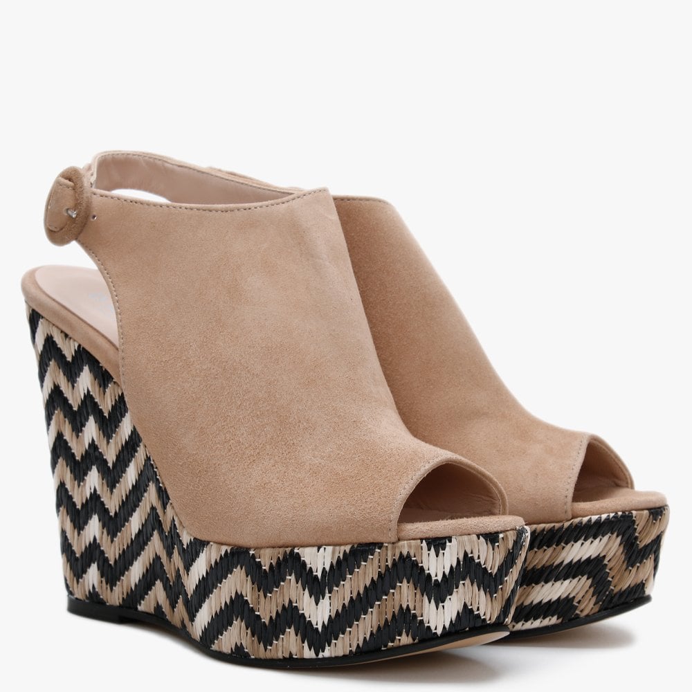 Marees Brown Suede Woven Wedge Sandals