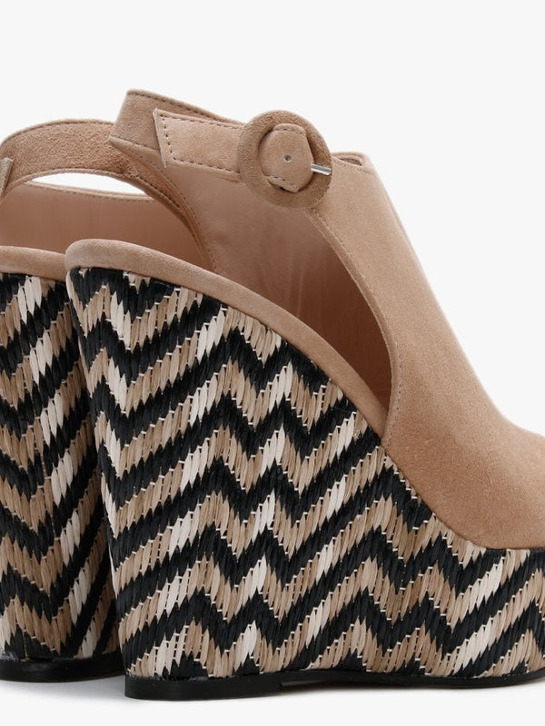 Marees Brown Suede Woven Wedge Sandals