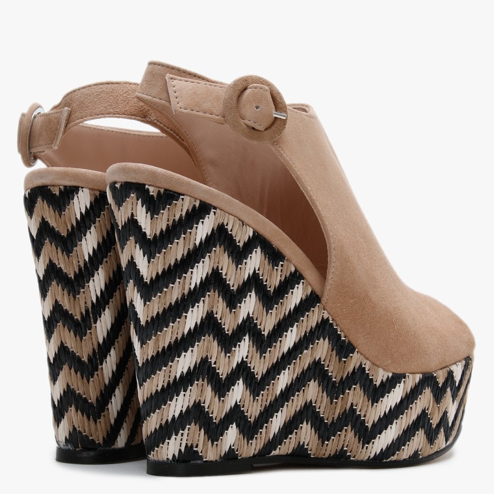 Marees Brown Suede Woven Wedge Sandals