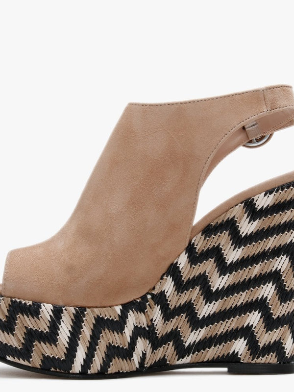 Marees Brown Suede Woven Wedge Sandals