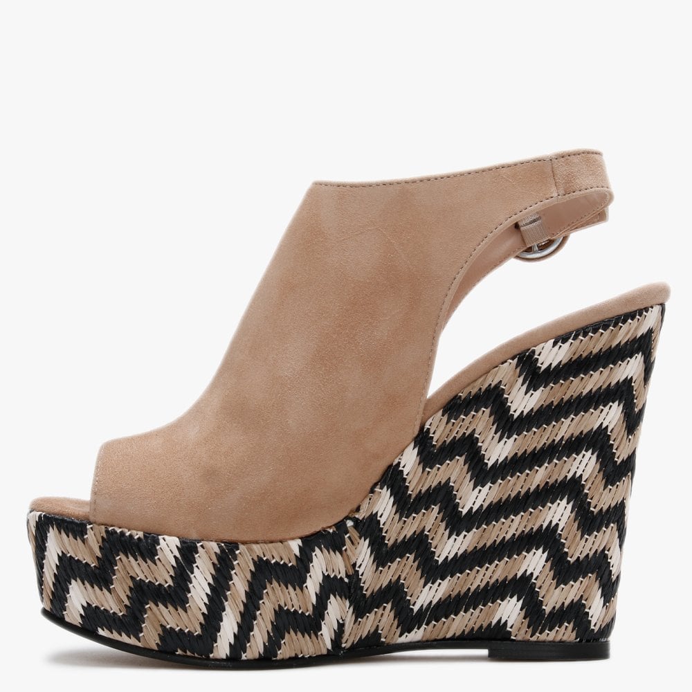 Marees Brown Suede Woven Wedge Sandals