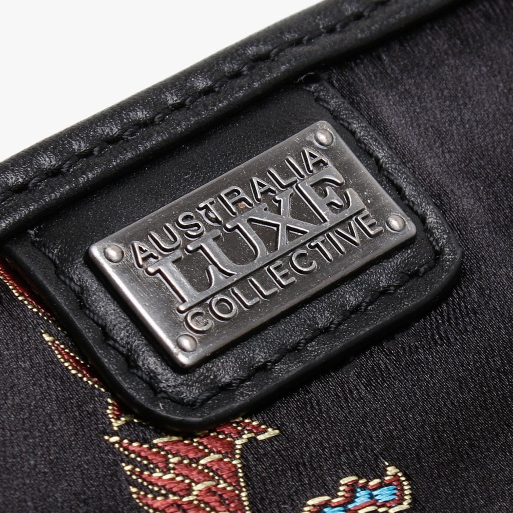Bun Black Satin Embroidered Clutch Bag