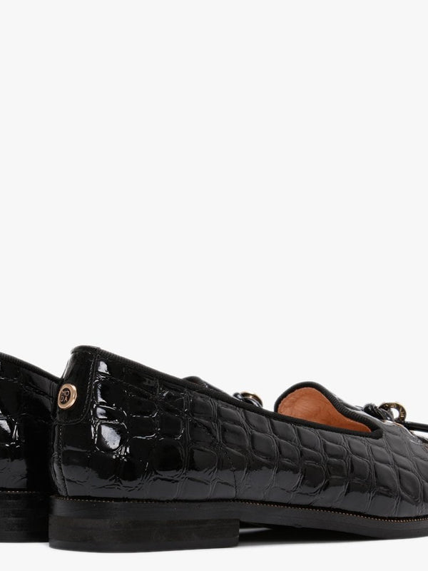 Elissy Black Moc Croc Loafers