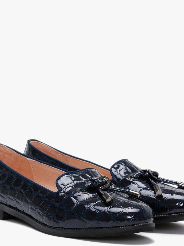 Elissy Navy Moc Croc Loafers