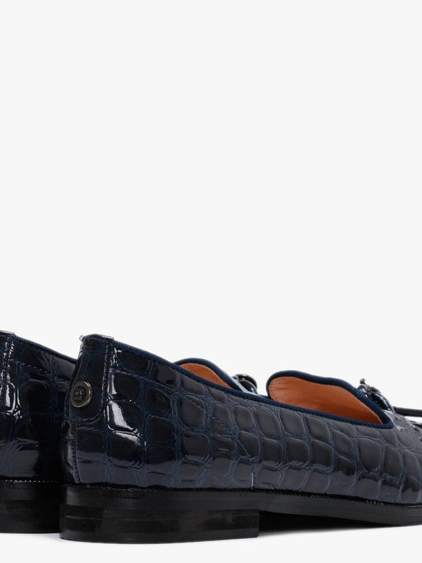 Elissy Navy Moc Croc Loafers