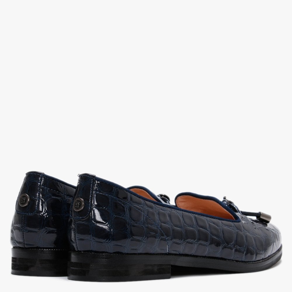 Elissy Navy Moc Croc Loafers