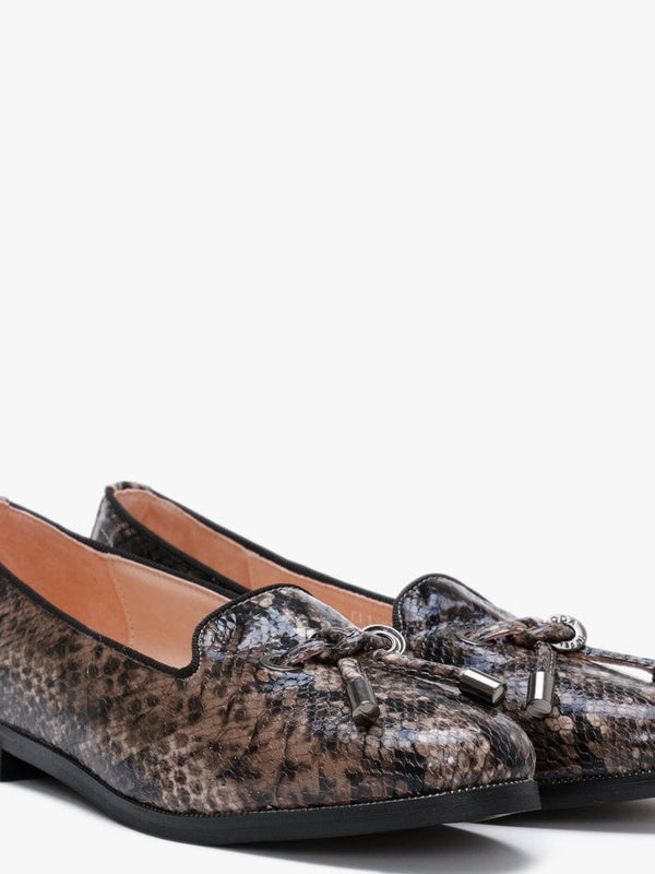 Elissy Taupe Reptile Loafers
