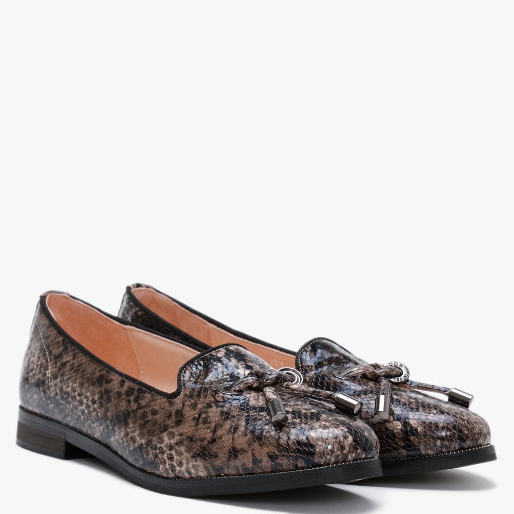 Elissy Taupe Reptile Loafers