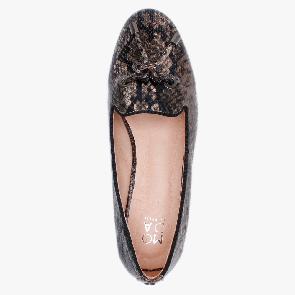 Elissy Taupe Reptile Loafers