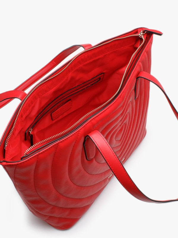 Fiona Red Quilted Heart Tote Bag