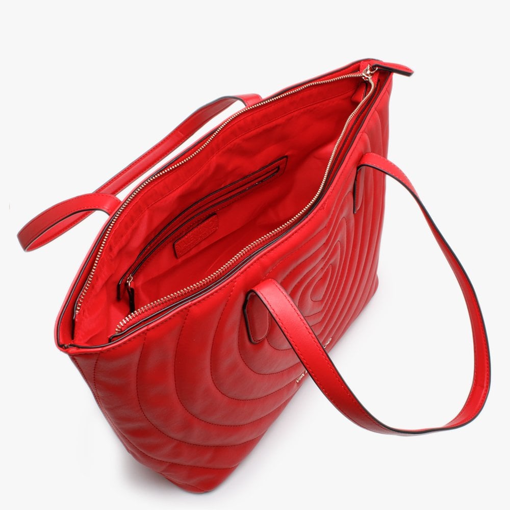 Fiona Red Quilted Heart Tote Bag