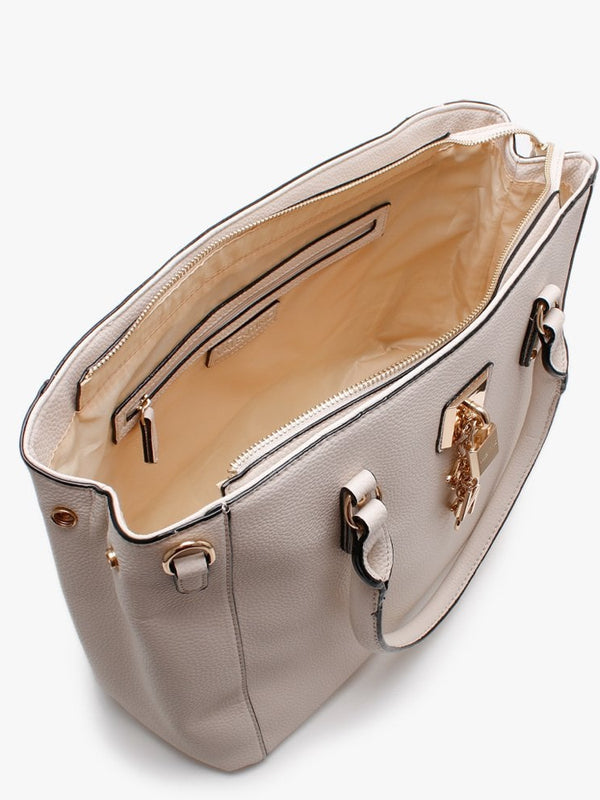 Lilo Beige Pebbled Tote Bag