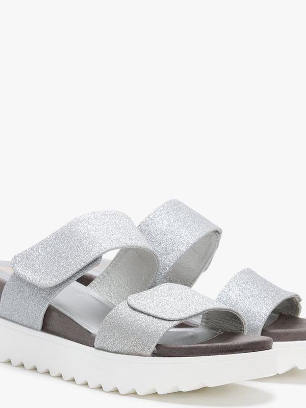Yara Silver Glitter Two Bar Sandals