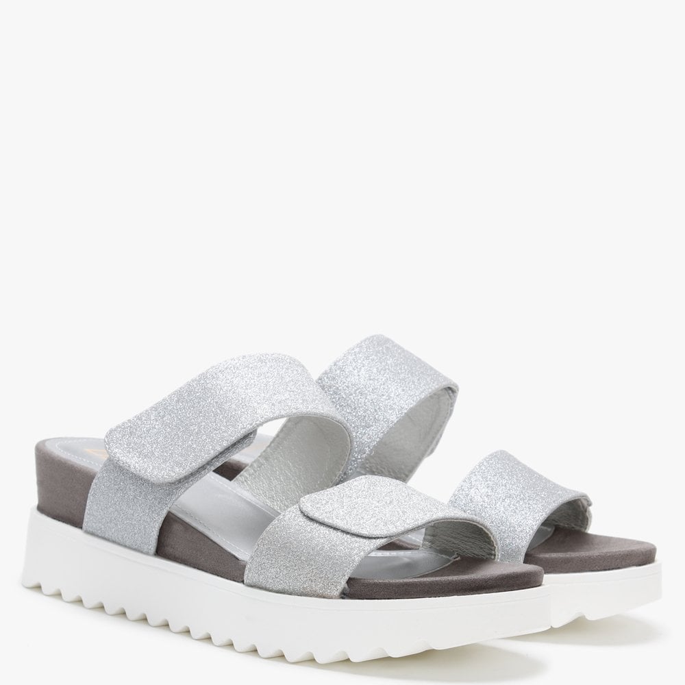 Yara Silver Glitter Two Bar Sandals