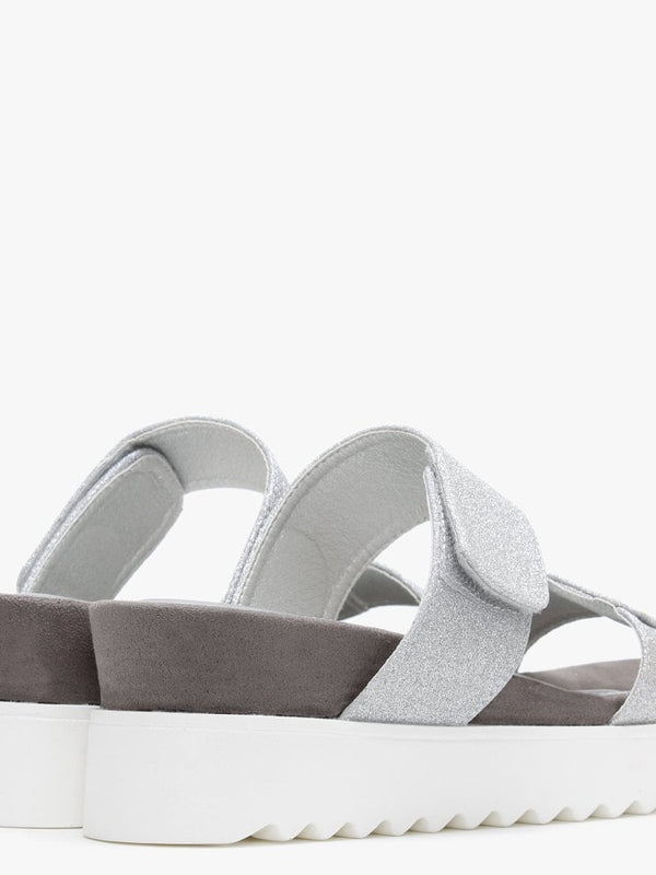 Yara Silver Glitter Two Bar Sandals
