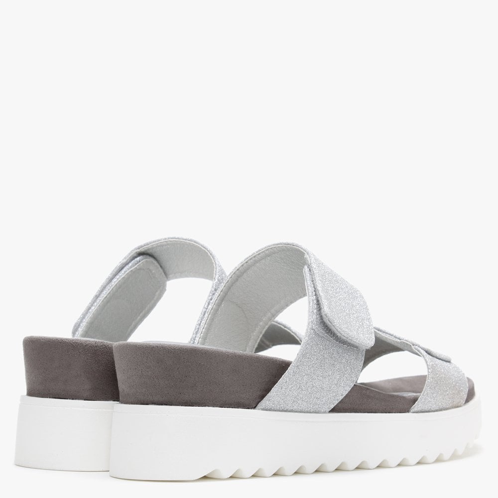 Yara Silver Glitter Two Bar Sandals