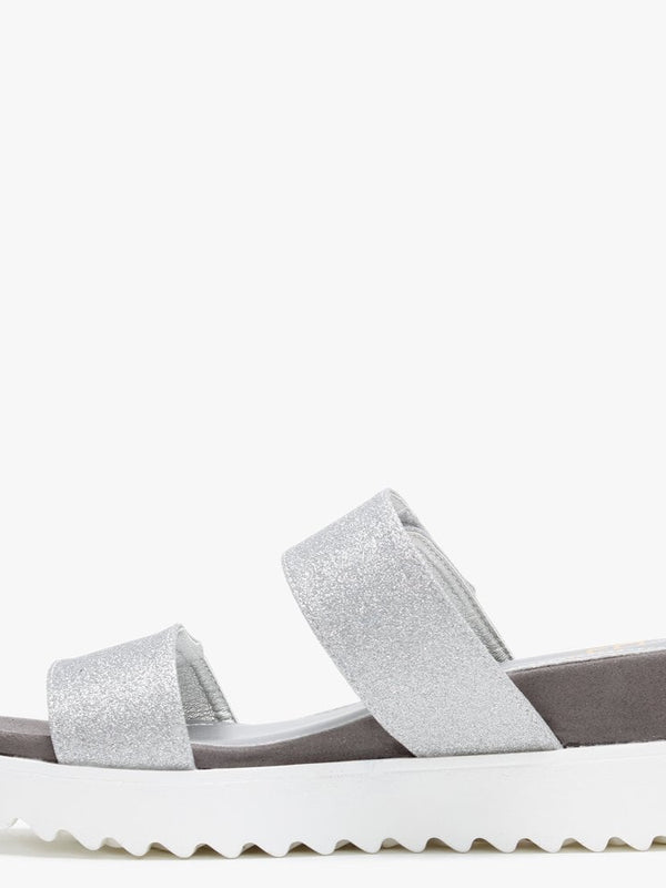 Yara Silver Glitter Two Bar Sandals