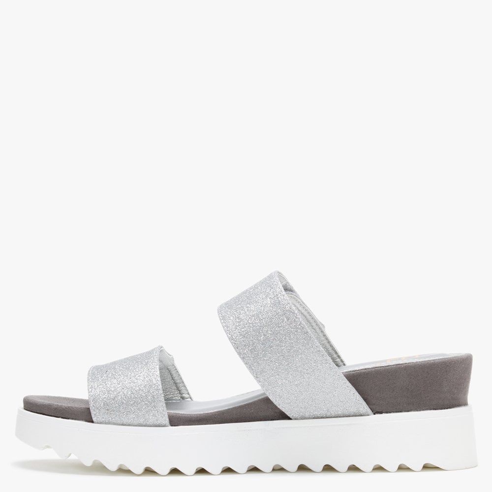 Yara Silver Glitter Two Bar Sandals