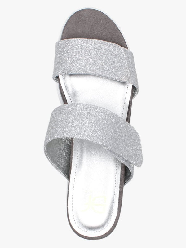 Yara Silver Glitter Two Bar Sandals