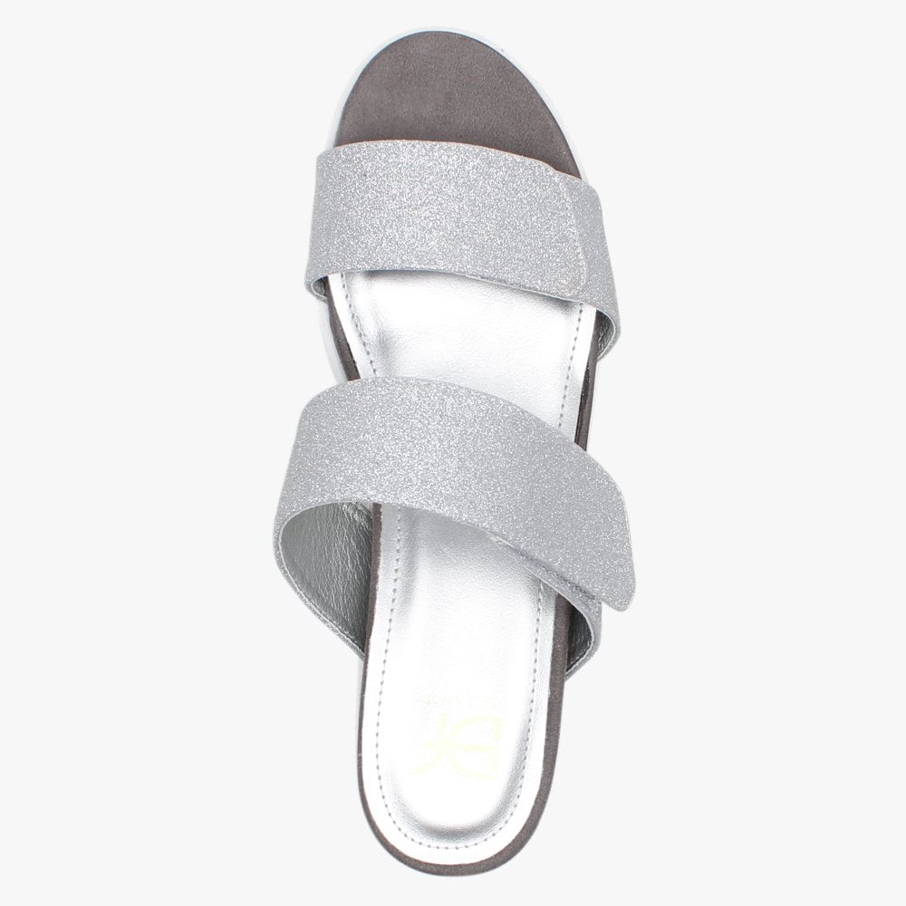 Yara Silver Glitter Two Bar Sandals