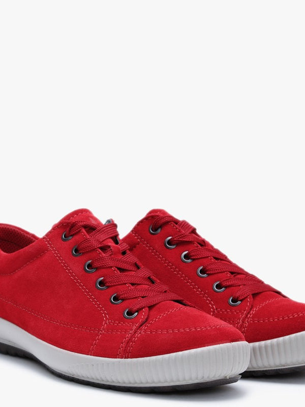 Red Suede Lace Up Trainers