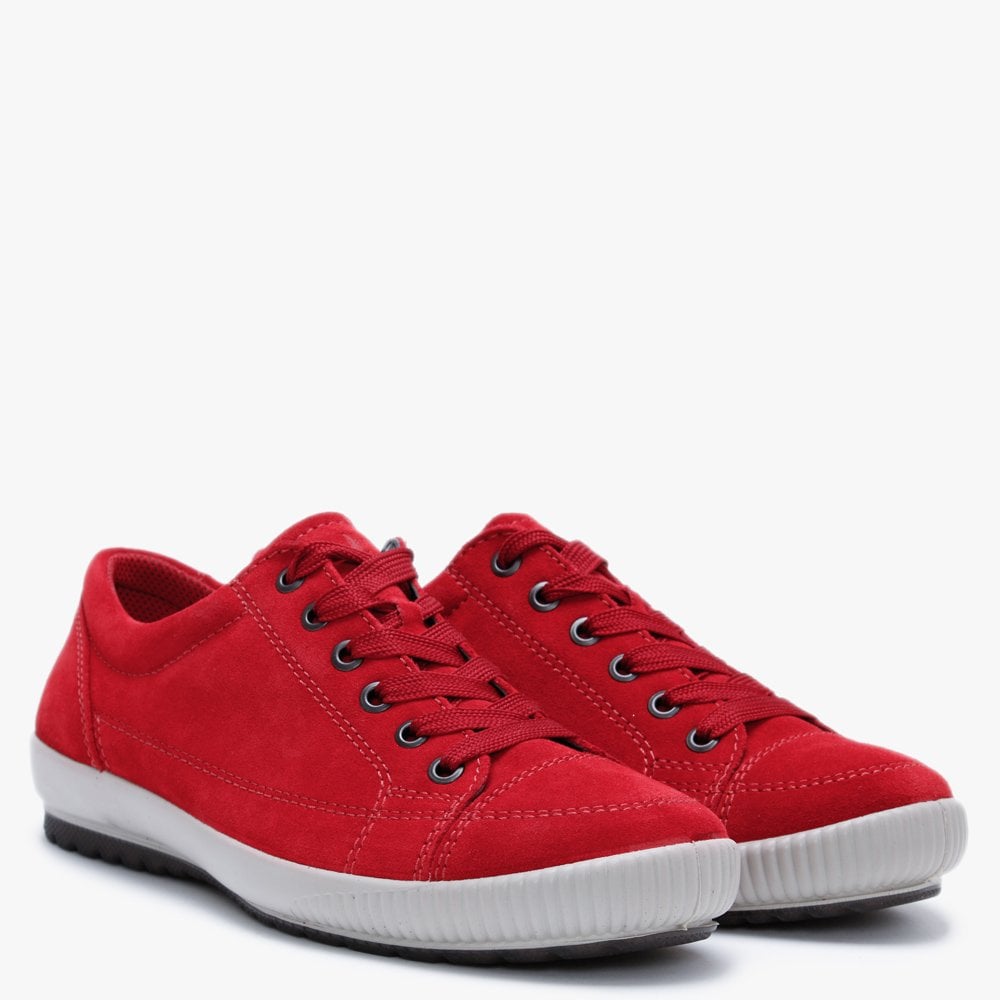 Red Suede Lace Up Trainers