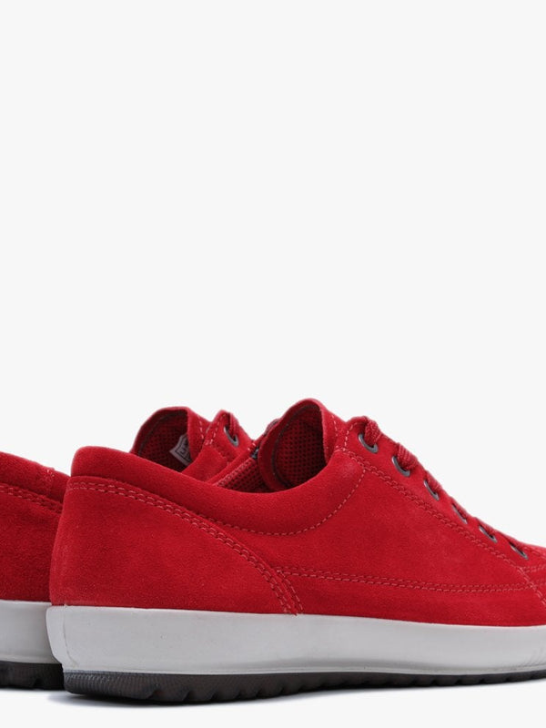 Red Suede Lace Up Trainers