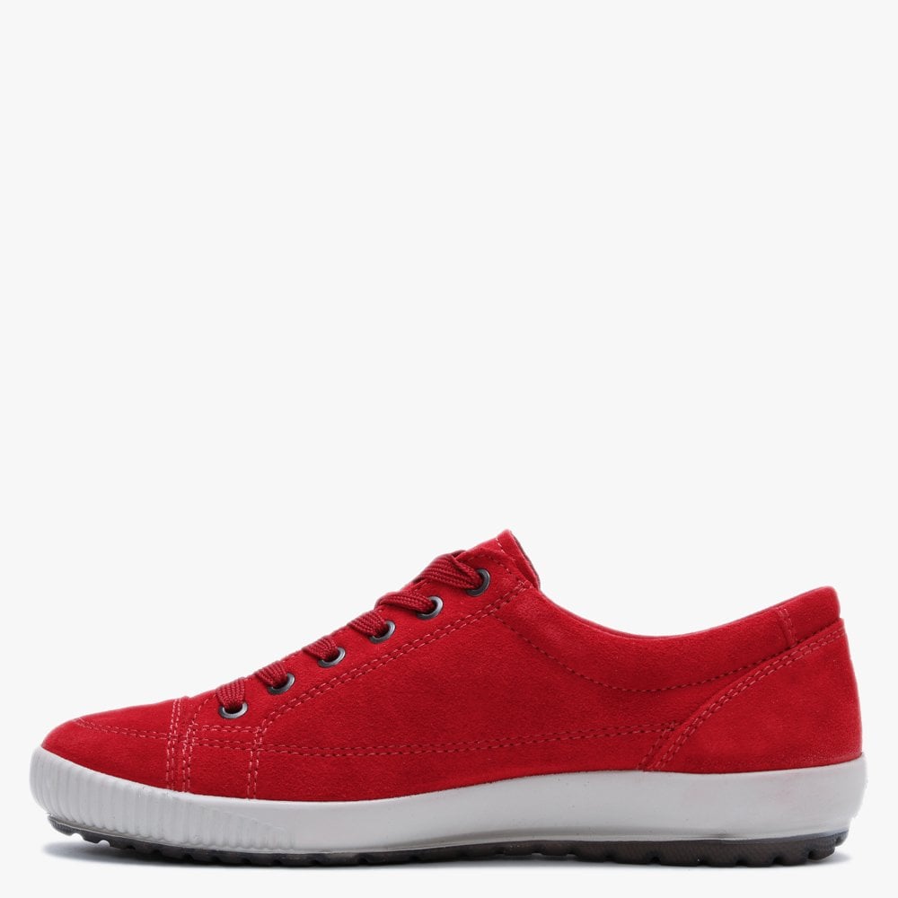 Red Suede Lace Up Trainers