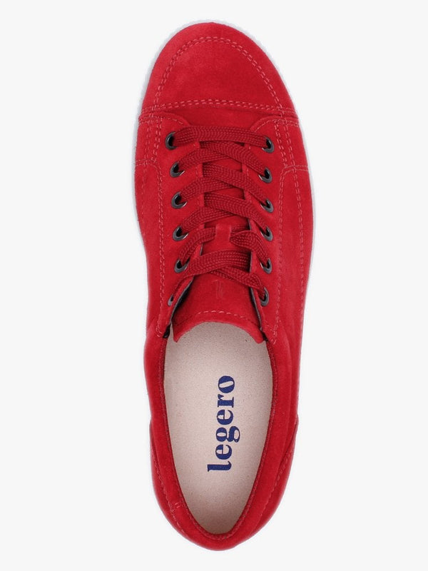 Red Suede Lace Up Trainers