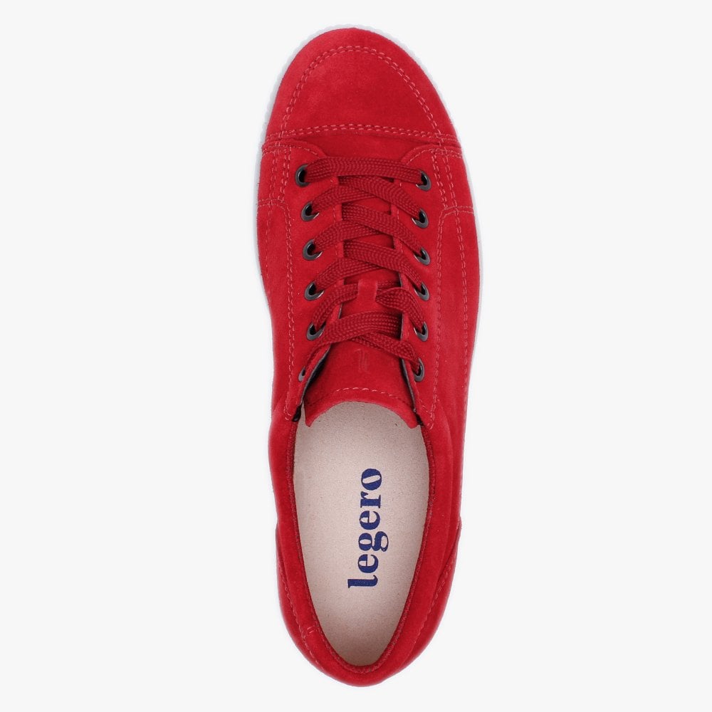 Red Suede Lace Up Trainers