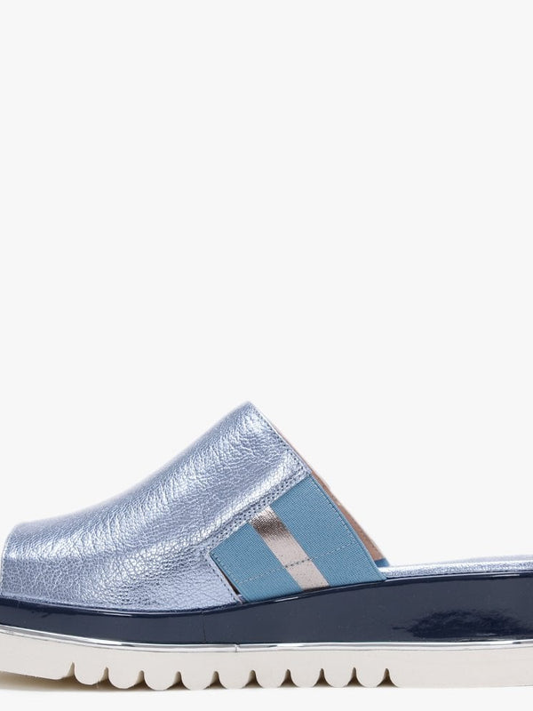 Norwood Blue Metallic Leather Mules