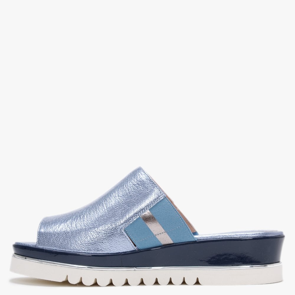 Norwood Blue Metallic Leather Mules
