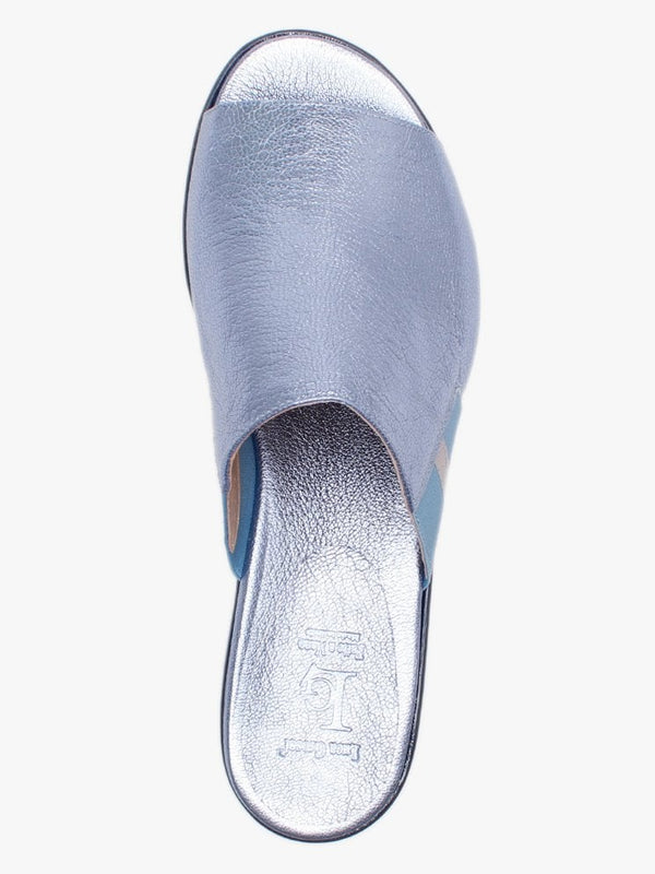 Norwood Blue Metallic Leather Mules