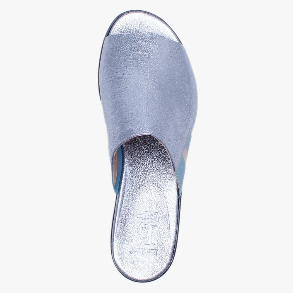 Norwood Blue Metallic Leather Mules