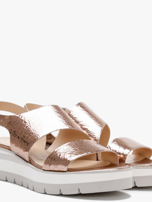 Fleetwood Gold Leather Metallic Cleated Sole Sandals
