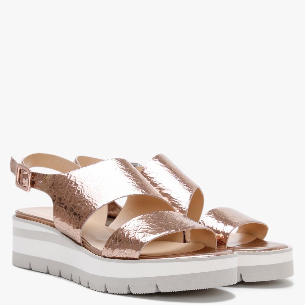Fleetwood Gold Leather Metallic Cleated Sole Sandals