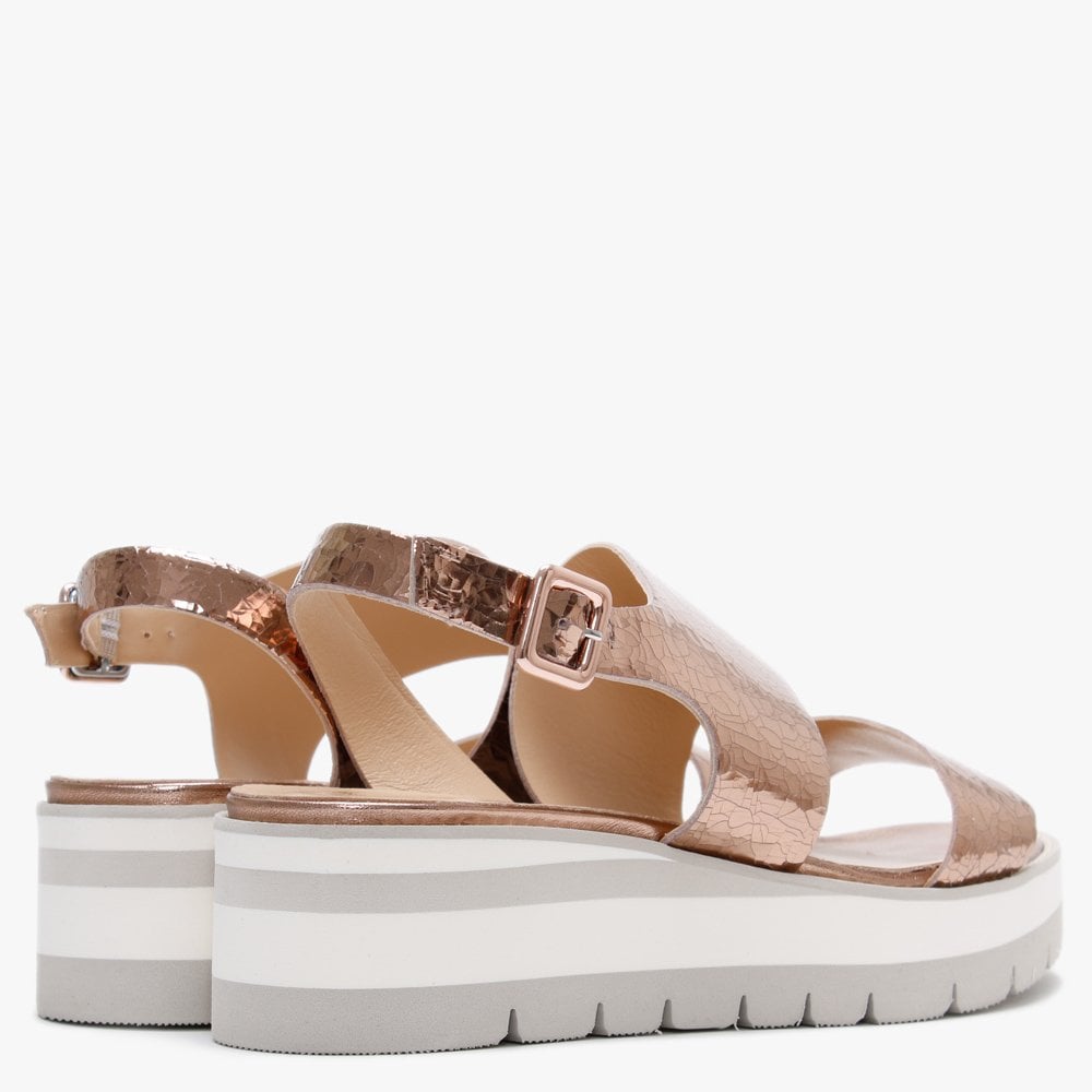 Fleetwood Gold Leather Metallic Cleated Sole Sandals