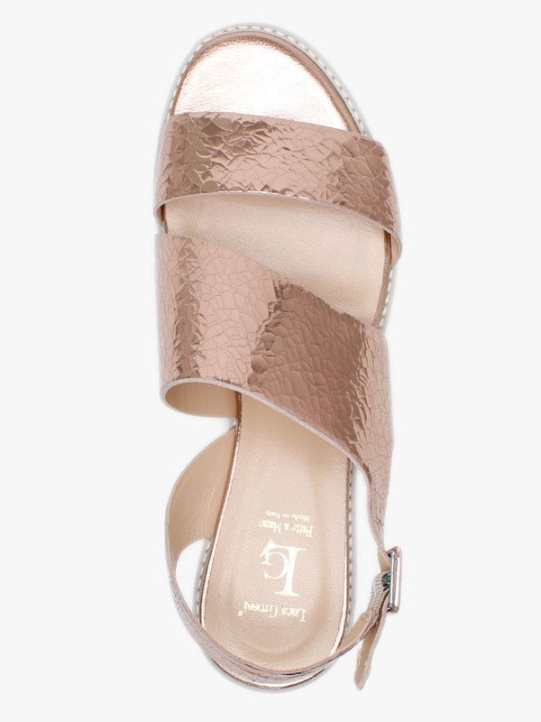 Fleetwood Gold Leather Metallic Cleated Sole Sandals