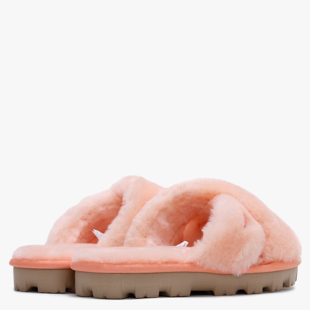 Fuzzette Beverly Pink Shearling Cross Over Slippers