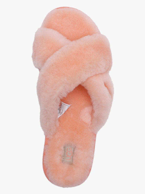 Fuzzette Beverly Pink Shearling Cross Over Slippers