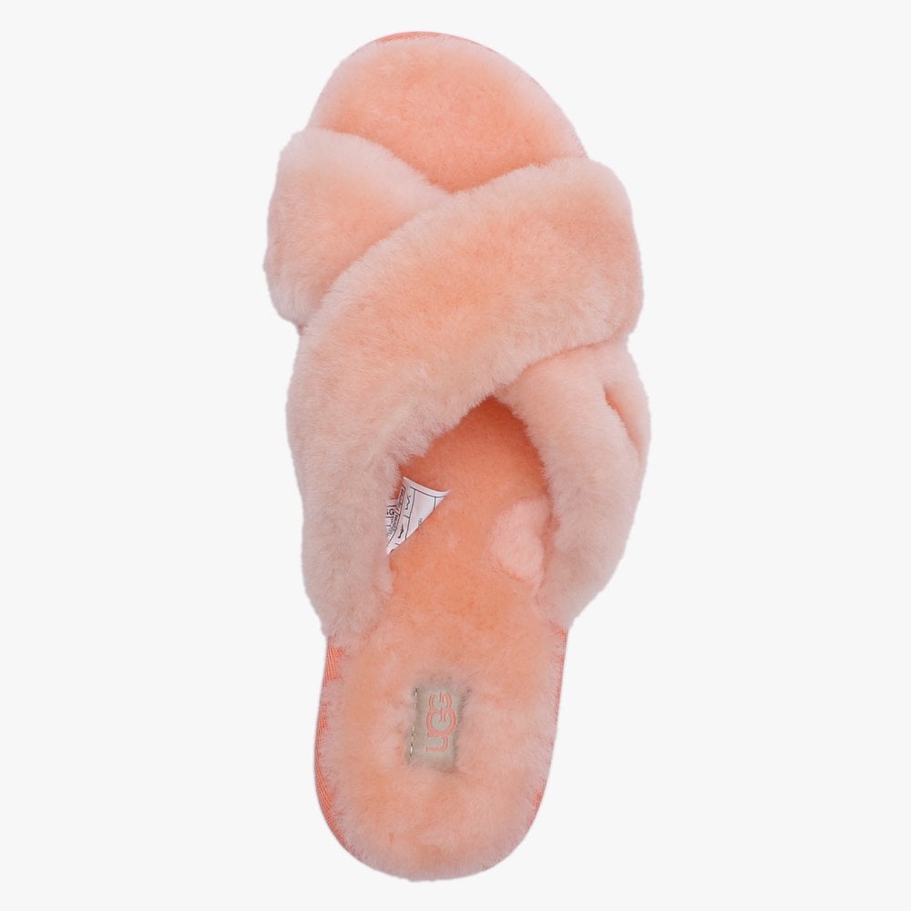 Fuzzette Beverly Pink Shearling Cross Over Slippers